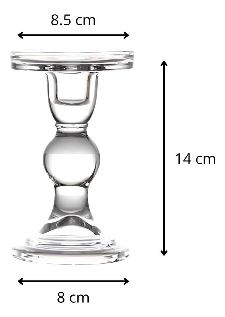 Set de 2 Candelabro Portavelas Cristal Centro Mesa 14cm Jhn-9