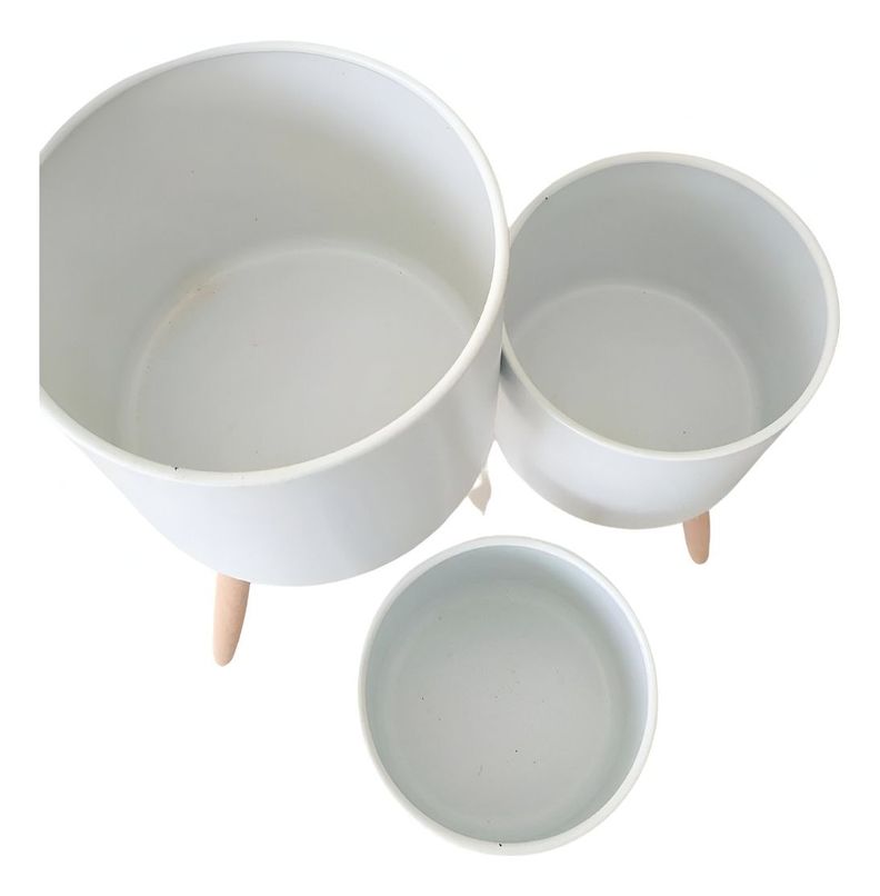 Set Macetas Planta Patas Interior Exterior Flores Blanca Jhn-1