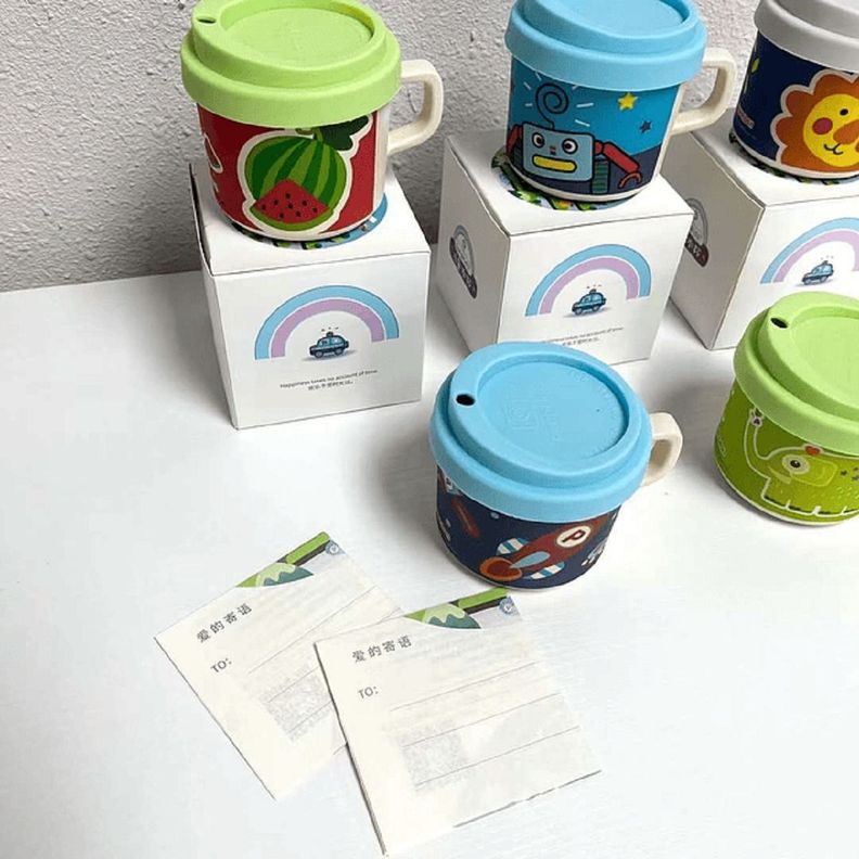 Set 5 Vasos Bombilla Tapa Silicona Colorido Bebe Lau-2