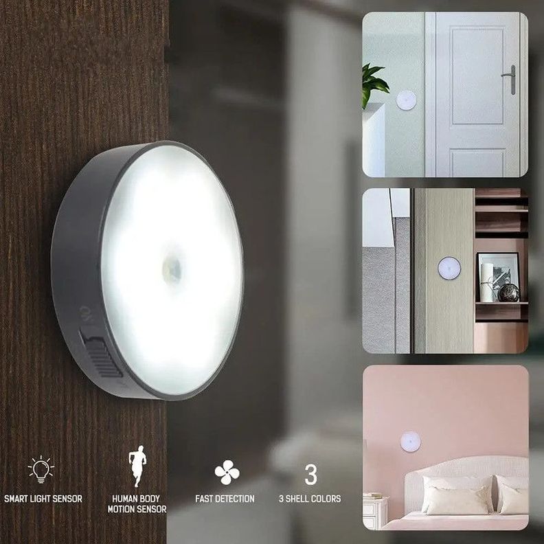 Aplique Lampara Circular Pared Sensor Luz LED Portatil Lau-7