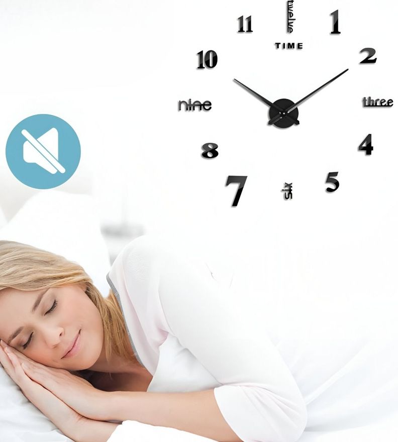 Reloj Pared Grande 3D Sin Marco Decoración Negro Jhn-6