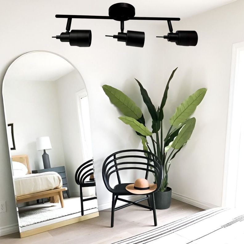 Lámpara LED 3 luces Montaje Pared Techo Negro Ajustable Jhn-3