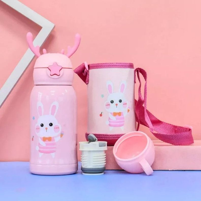 Botella Infantil Bebe Niños Doble Tapa Bolsa Asa Rondon-2