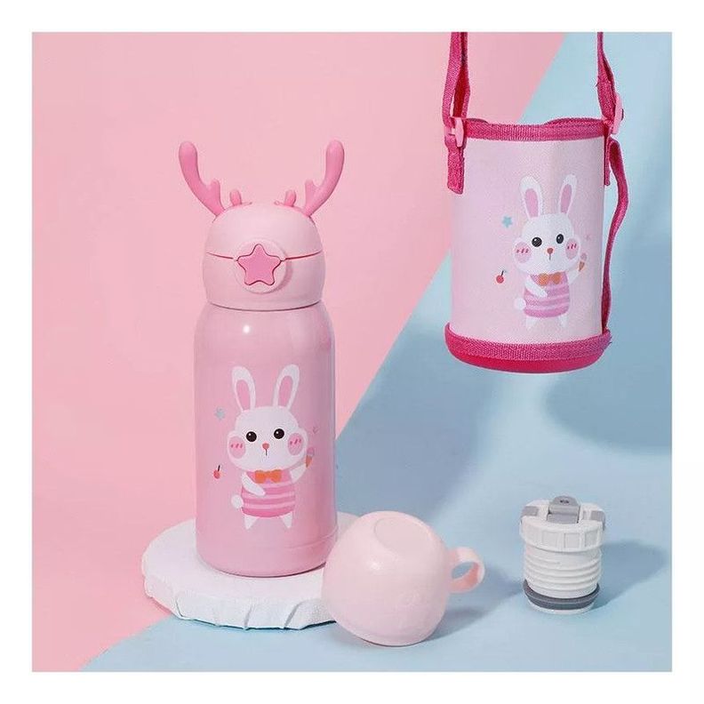 Botella Infantil Bebe Niños Doble Tapa Bolsa Asa Rondon-4