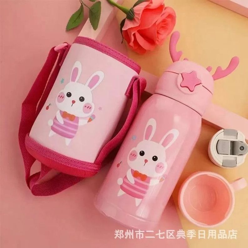 Botella Infantil Bebe Niños Doble Tapa Bolsa Asa Rondon-5