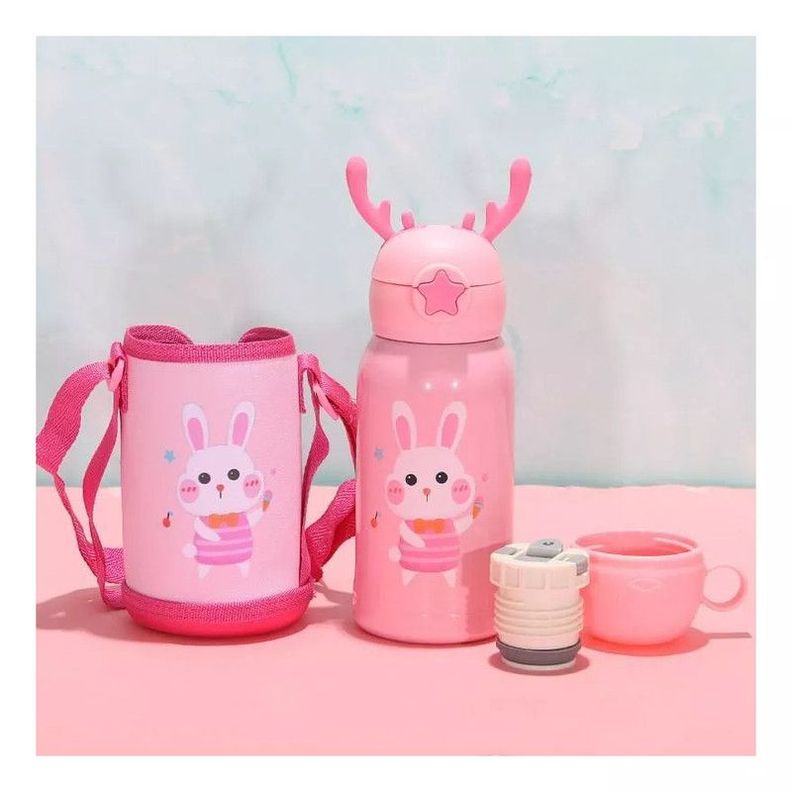 Botella Infantil Bebe Niños Doble Tapa Bolsa Asa Rondon-8