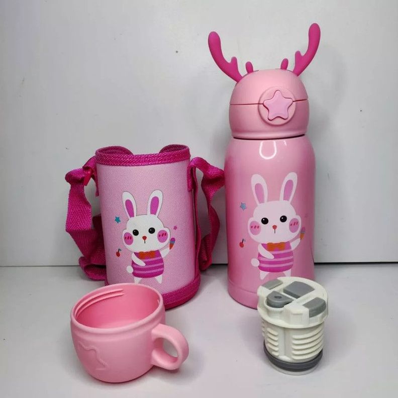 Botella Infantil Bebe Niños Doble Tapa Bolsa Asa Rondon-9