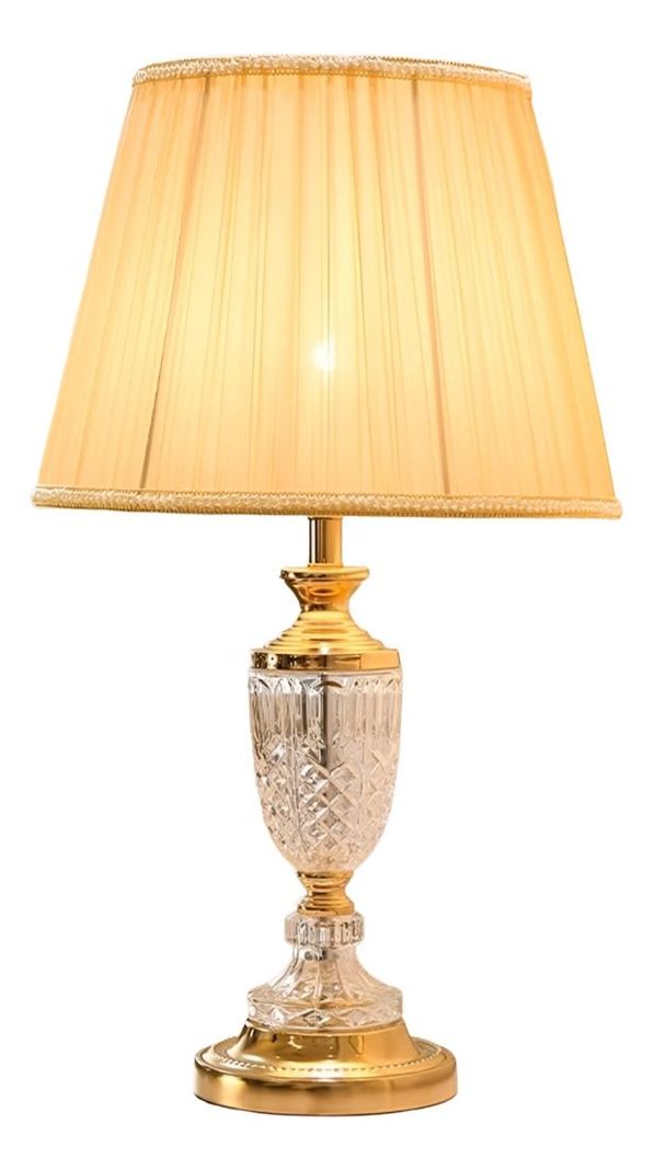Lámpara Mesa Pantalla Plisada Decorativa Beige Hogar Jhn-0