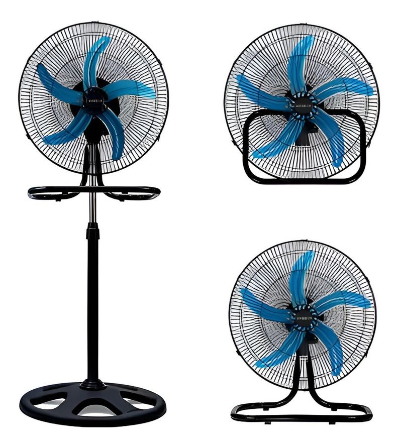 Ventilador Pedestal 3 En 1 Alta Potencia 5 Aspas Negro Jhn-1