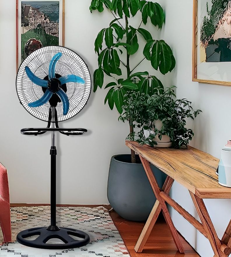 Ventilador Pedestal 3 En 1 Alta Potencia 5 Aspas Negro Jhn-2