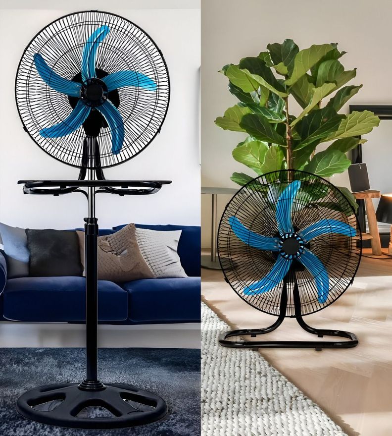 Ventilador Pedestal 3 En 1 Alta Potencia 5 Aspas Negro Jhn-4