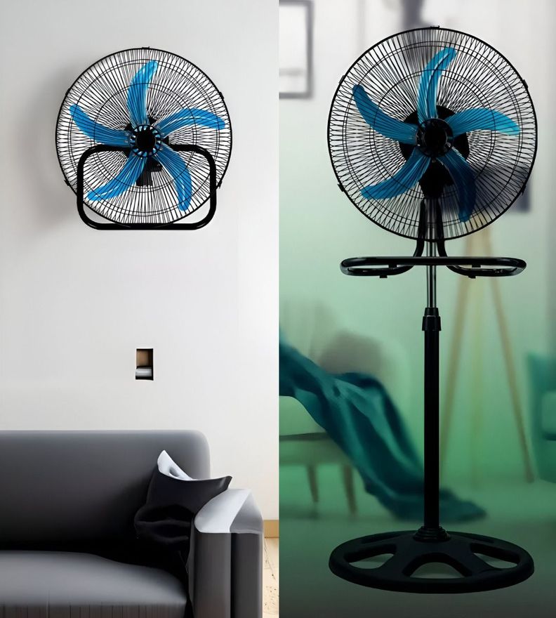 Ventilador Pedestal 3 En 1 Alta Potencia 5 Aspas Negro Jhn-5