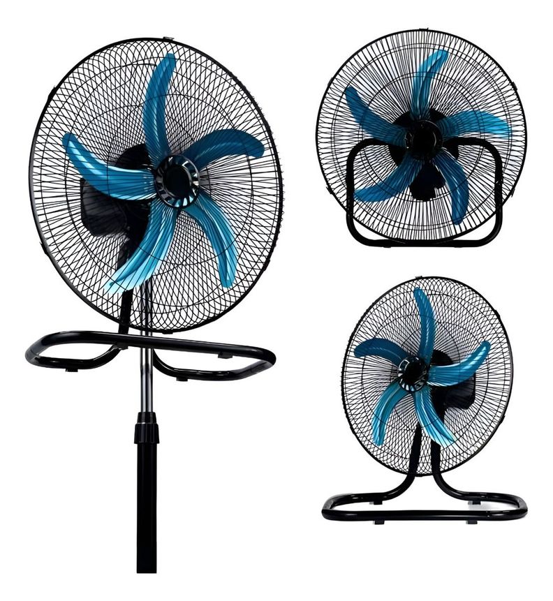 Ventilador Pedestal 3 En 1 Alta Potencia 5 Aspas Negro Jhn-8