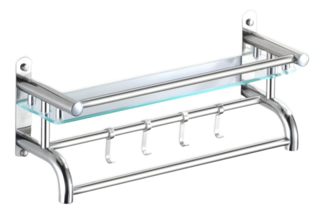 Estante Organizador Baño Acero inoxidable Vidrio Toallero-0