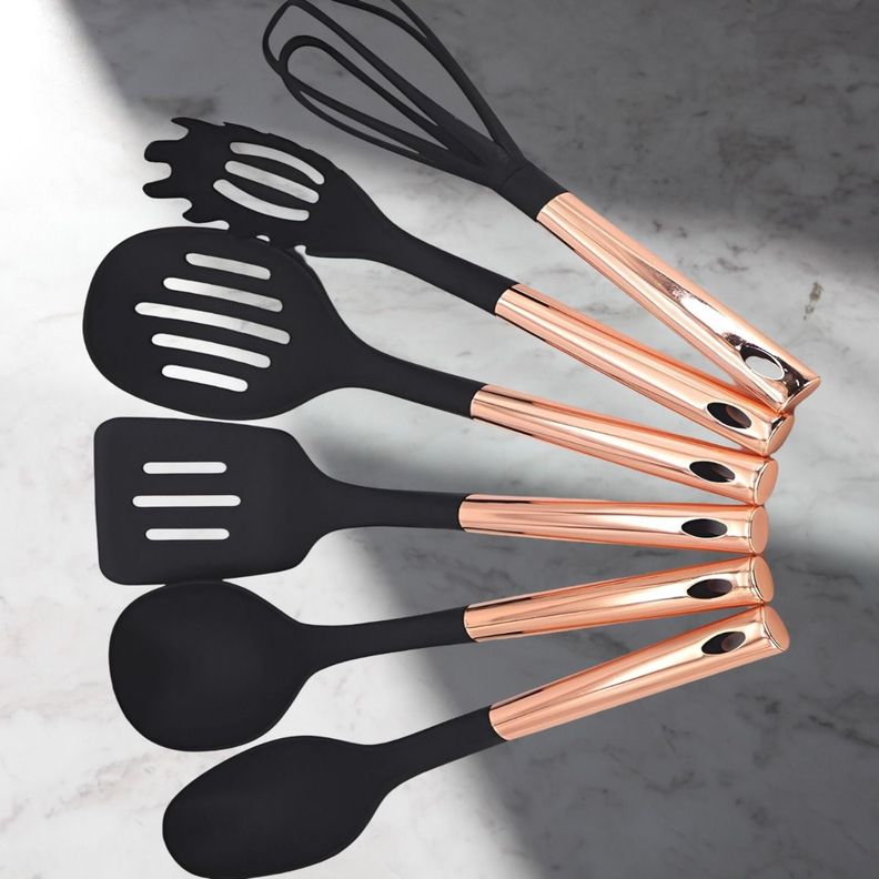Set 7 Piezas Utensilios Cocina Acero Inoxidable Oro Rosa-4