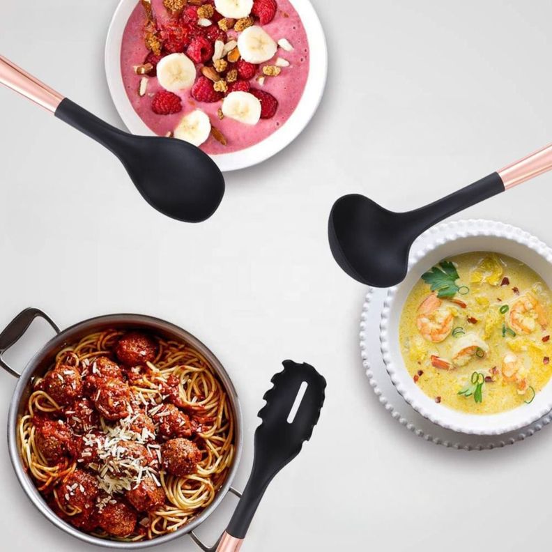 Set 7 Piezas Utensilios Cocina Acero Inoxidable Oro Rosa-6