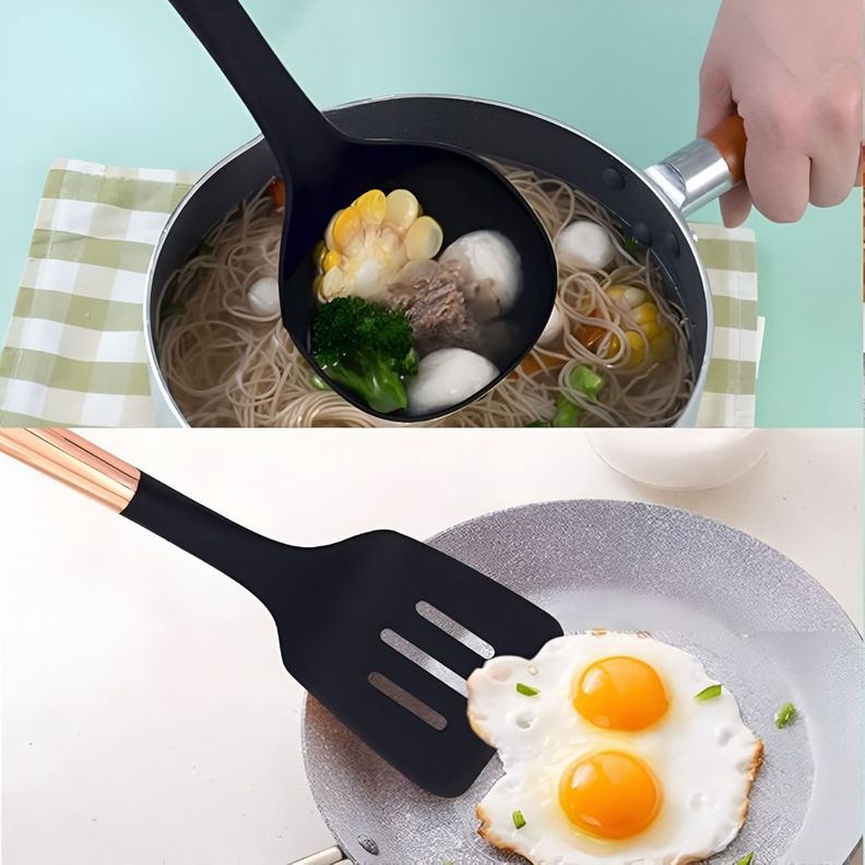 Set 7 Piezas Utensilios Cocina Acero Inoxidable Oro Rosa-7