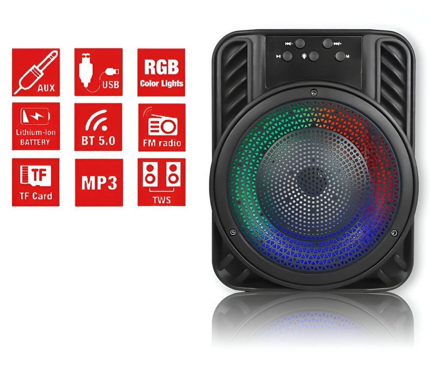 Parlante Altavoz Portatil Bluetooth 4¨ LED USB RGB Modos-5