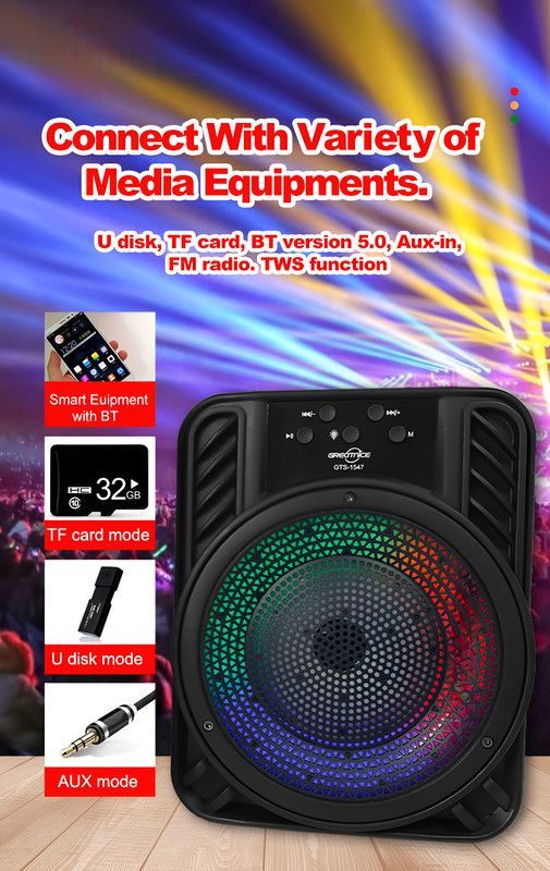 Parlante Altavoz Portatil Bluetooth 4¨ LED USB RGB Modos-6