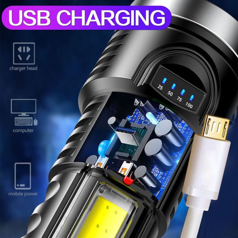 Linterna Portátil Ultrabrillante LED Recargable USB Rondon-7
