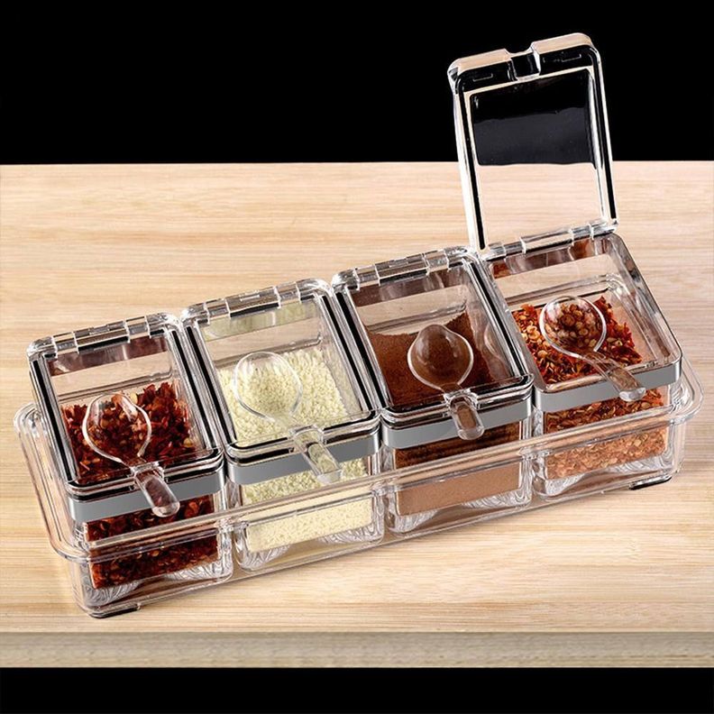 Cajas Condimentos Acrílico 4 Piezas Transparentes Rondon-4