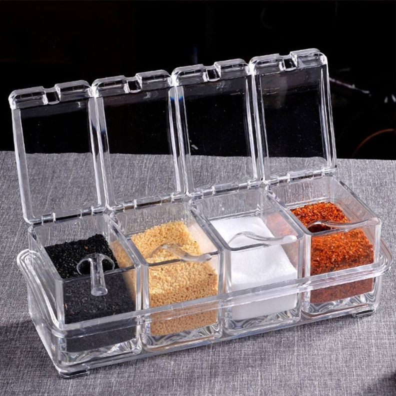 Cajas Condimentos Acrílico 4 Piezas Transparentes Rondon-5