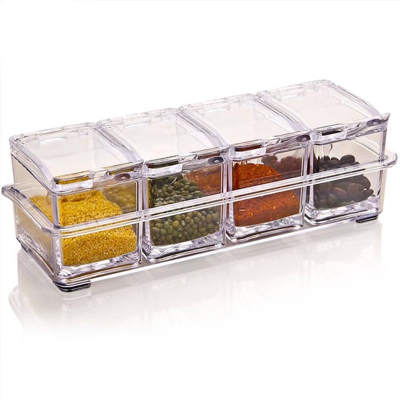 Cajas Condimentos Acrílico 4 Piezas Transparentes Rondon-0