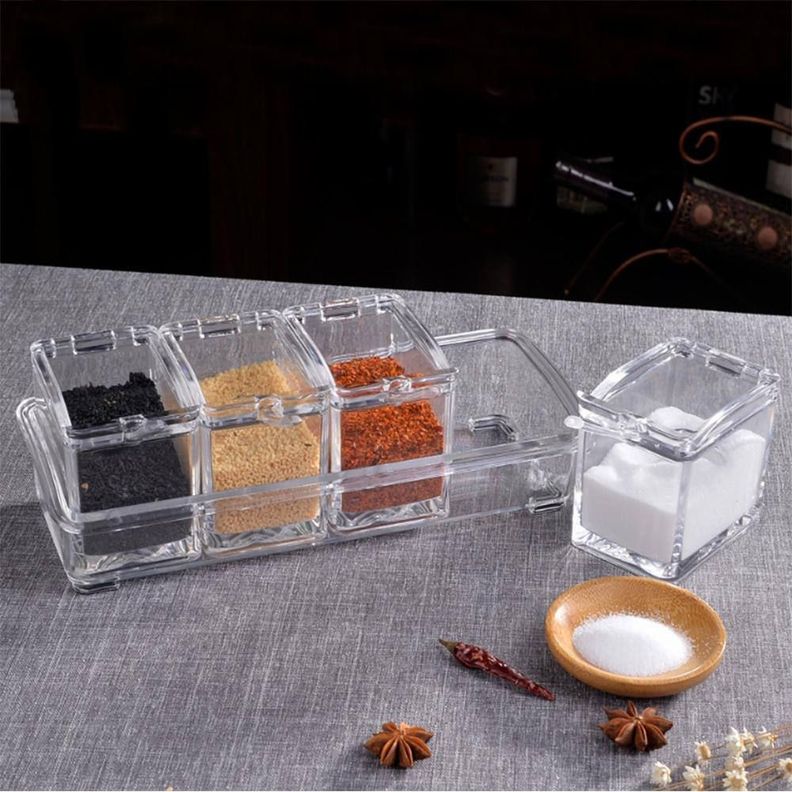 Cajas Condimentos Acrílico 4 Piezas Transparentes Rondon-3