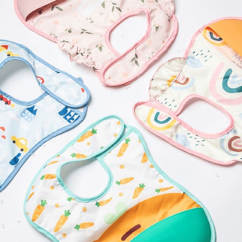 Set 2 Baberos Silicona Impermeable Bandeja Recolectara Lau-1