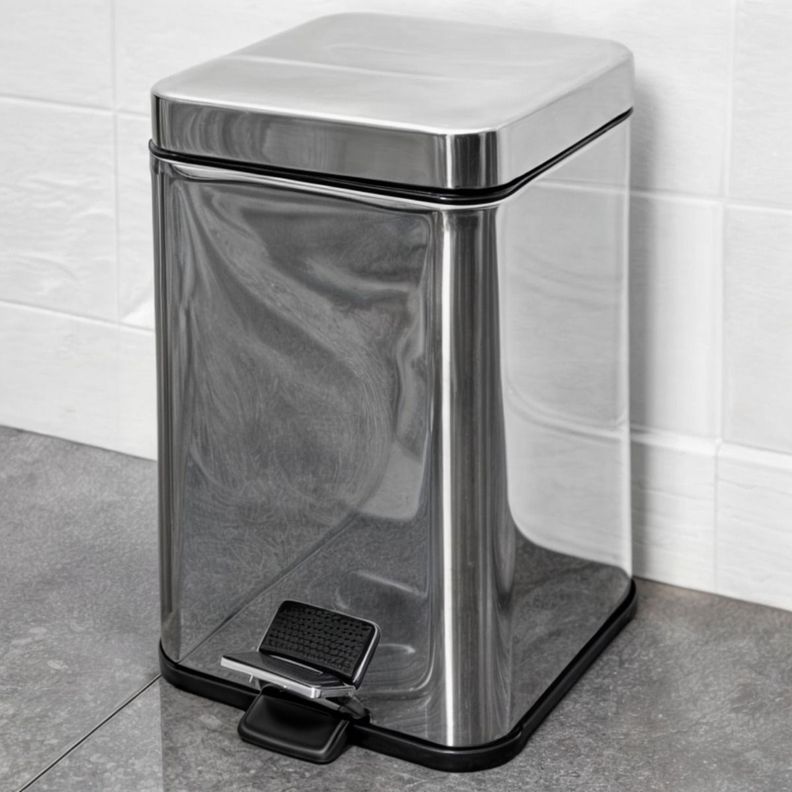 PAPELERO BASURERO Acero inoxidable Pedal Tapa Rectangular-4