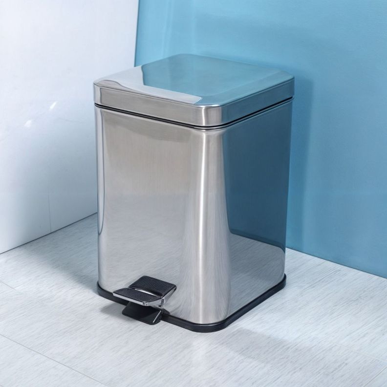PAPELERO BASURERO Acero inoxidable Pedal Tapa Rectangular-6