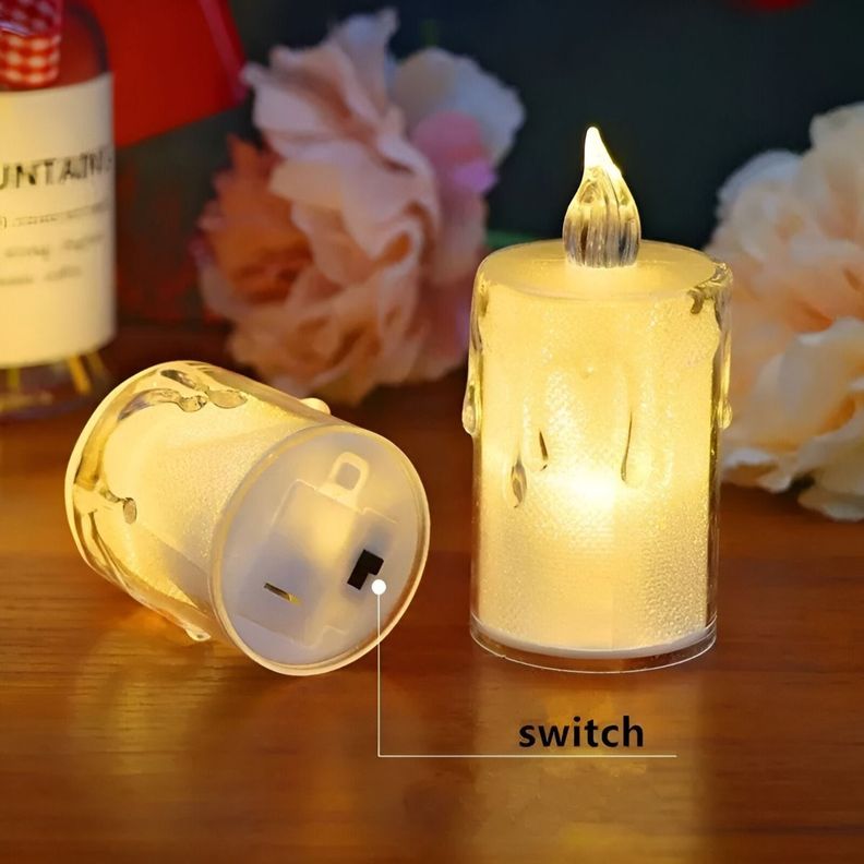 Set 9 Velas Decorativas LED Cristal Acrílico Sin Llama Jhn-2