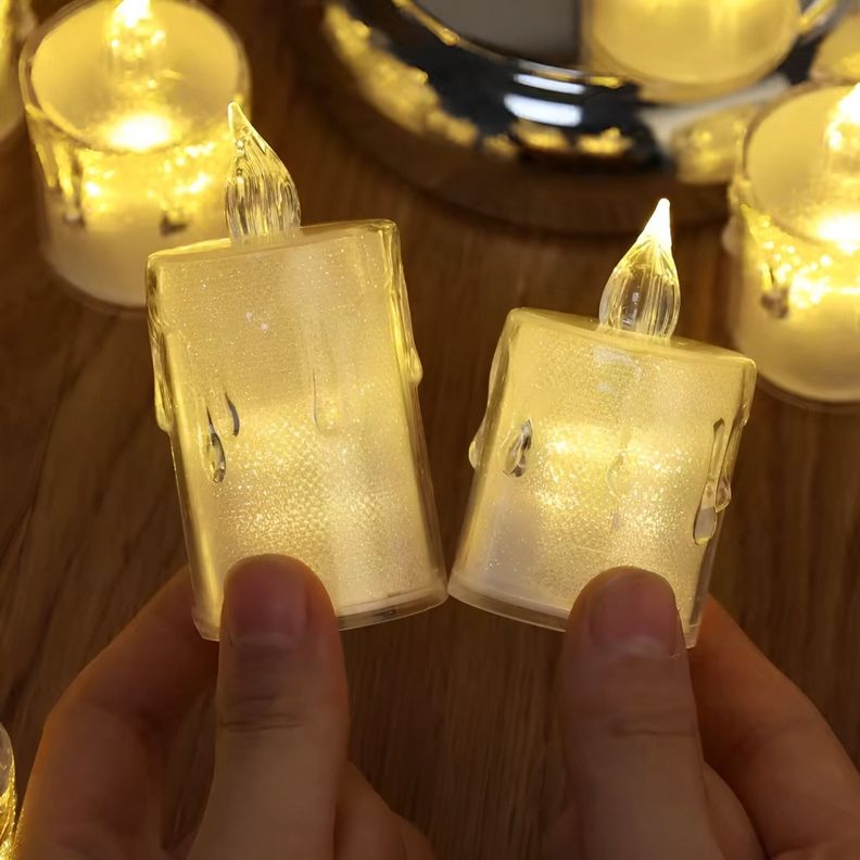 Set 9 Velas Decorativas LED Cristal Acrílico Sin Llama Jhn-3