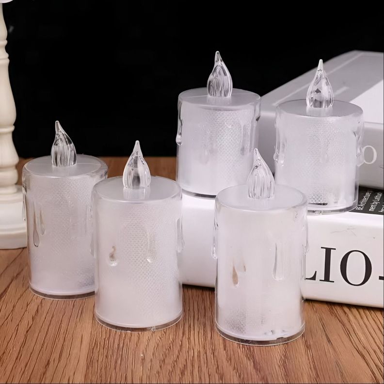 Set 9 Velas Decorativas LED Cristal Acrílico Sin Llama Jhn-5