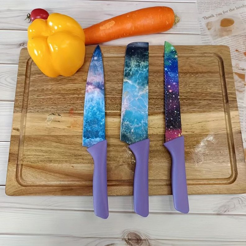 Set Cuchillos 6 Pzas Coloridos Cortar Acero Inox Chef Lau-4
