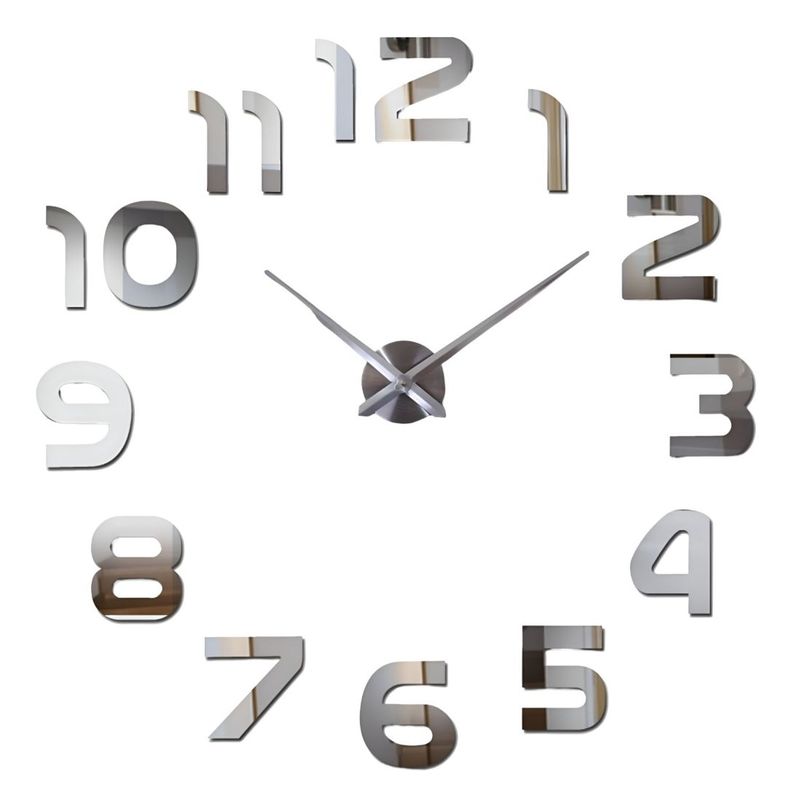 Reloj Para Pared 3D Grande Plateado Gran Diseño Moderno Jhn-0