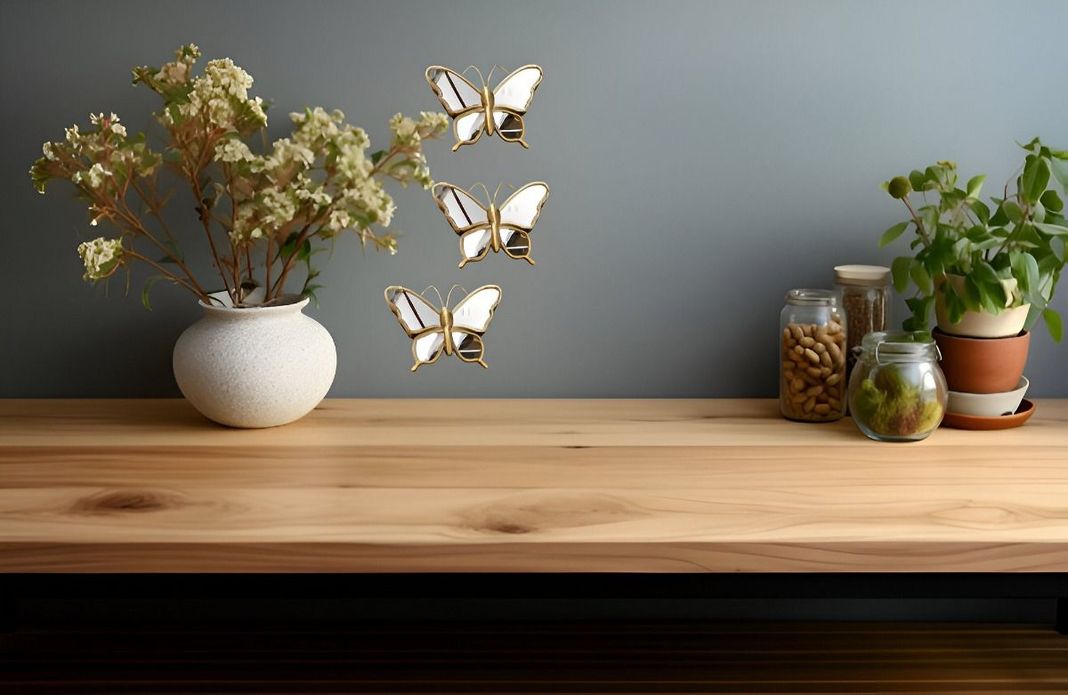 Set de 3 Espejos Mariposa Dorado Decoración Glamour Jhn-6