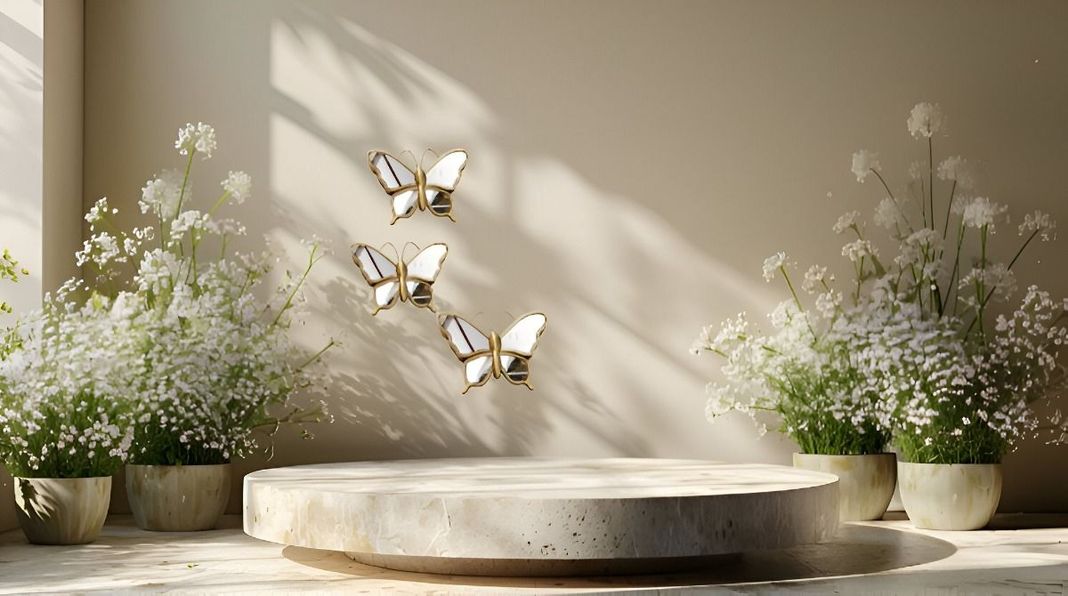 Set de 3 Espejos Mariposa Dorado Decoración Glamour Jhn-8