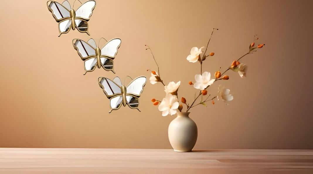 Set de 3 Espejos Mariposa Dorado Decoración Glamour Jhn-9