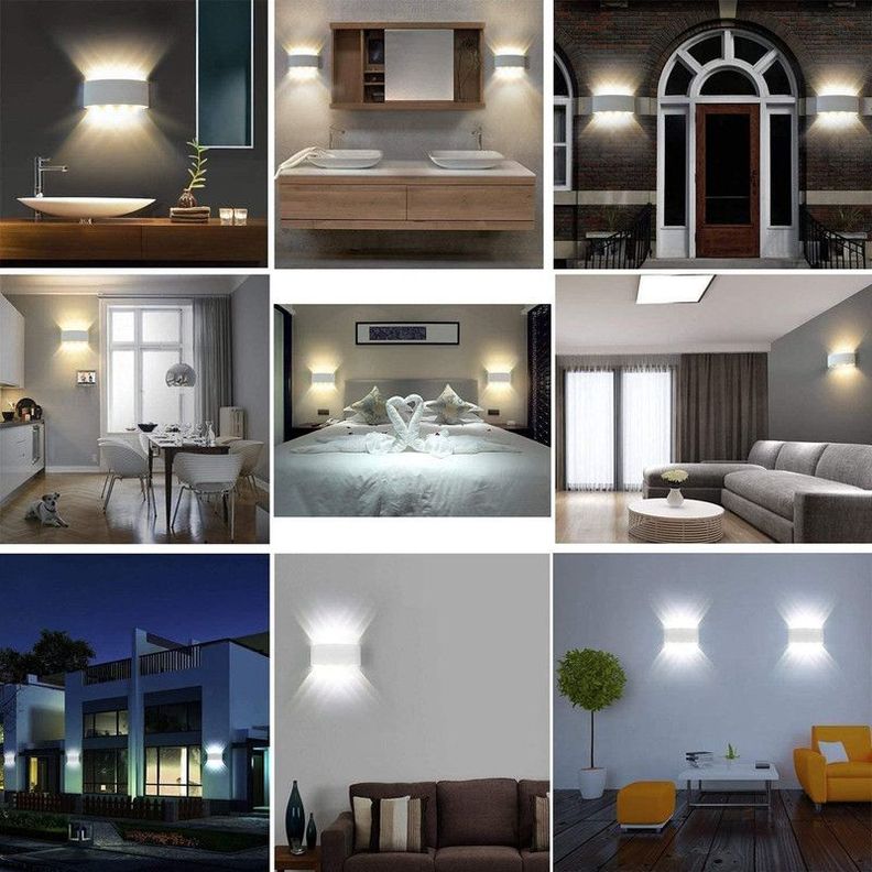 Aplique 8 Focos Blanco  LED Exteriores Pared Luz Calida Lau-4
