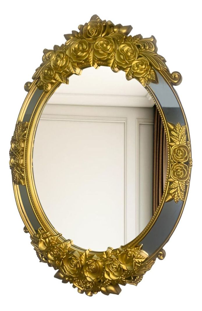 Espejo Ovalado Pared Grande Colgar Decorativo Dorado Jhn-0
