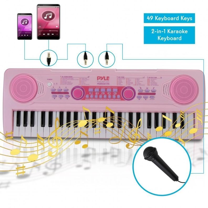 Teclado portátil de piano para niñas de 49 teclas-0