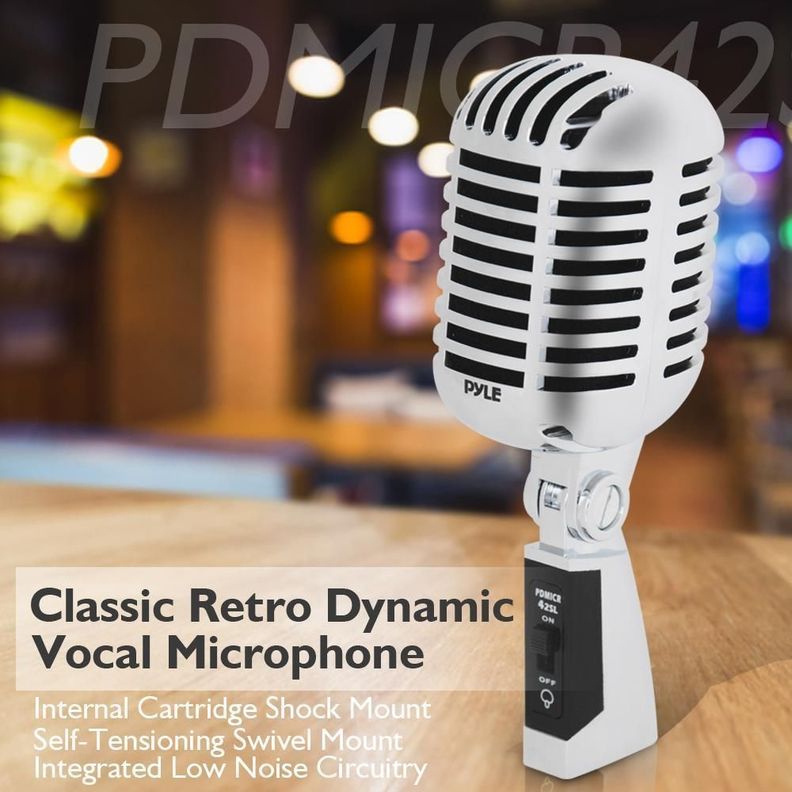 Micrófono clasico retro plata-6