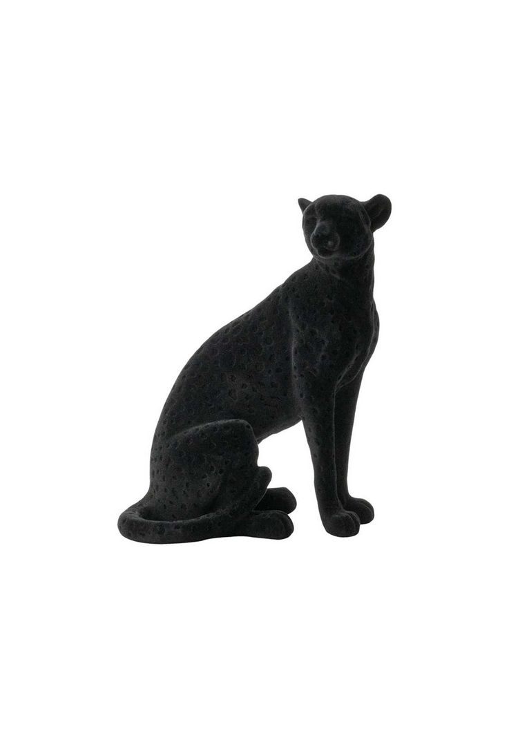 Escultura decorativa Leopardo sentado negro-0