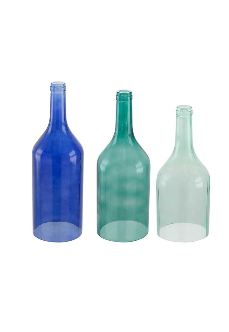 Set de 3 botellas de vidrio decorativas-0