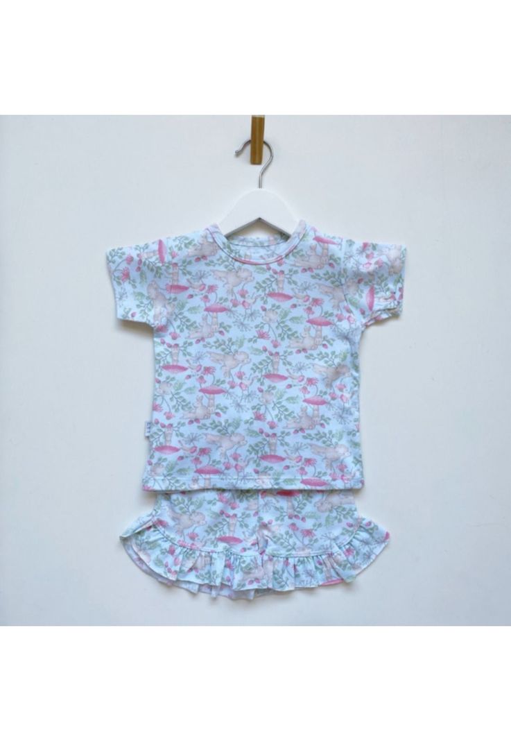 Pijama Eyy Conejo Celeste 2 piezas remera y short de niña -0