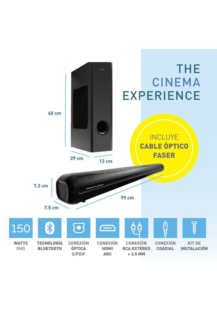 Barra De Sonido Kino Hdmi Bluetooth Optical Control Remoto Tv-1