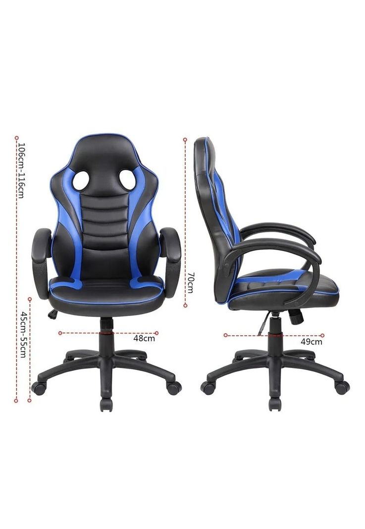 Silla Gamer ergonómica reforzada sillón oficina ejecutivo azul-2