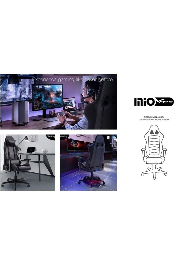 Silla Gamer ergonómica reforzada sillón oficina ejecutivo azul-6