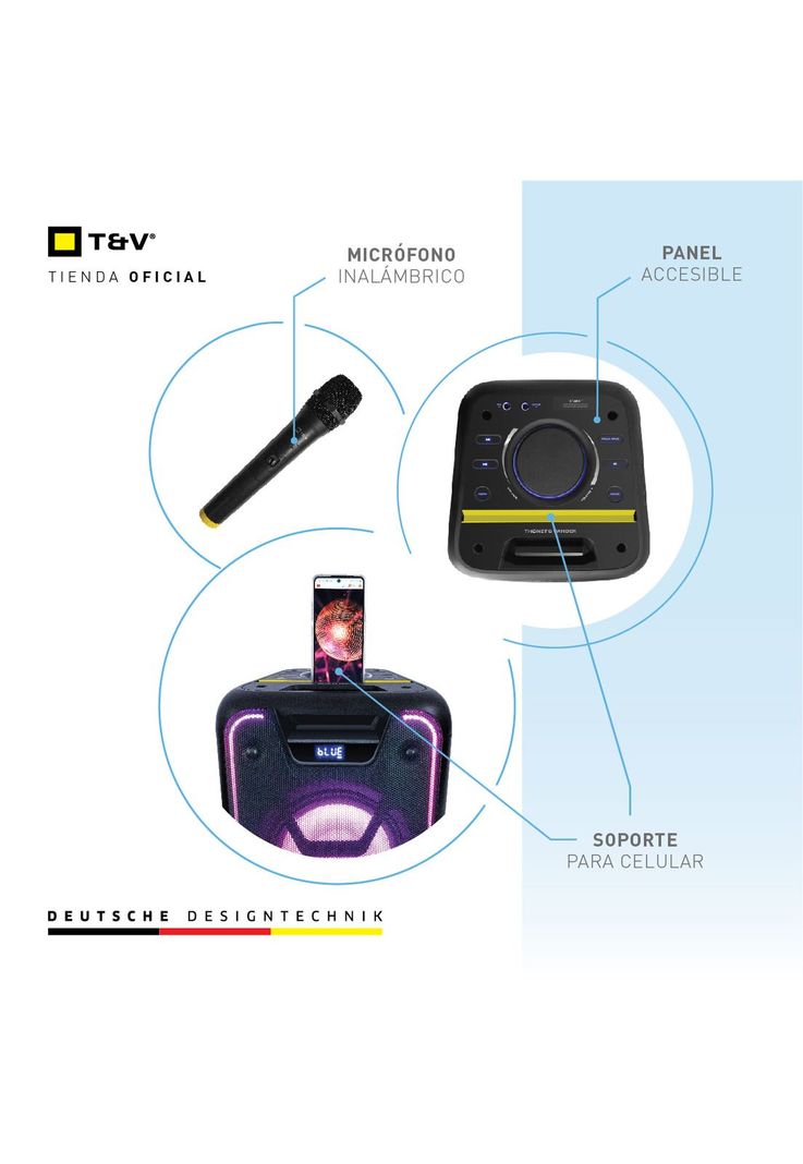 Parlante Stark Party Speaker Fiesta Luces Microfono Inalambrico-2